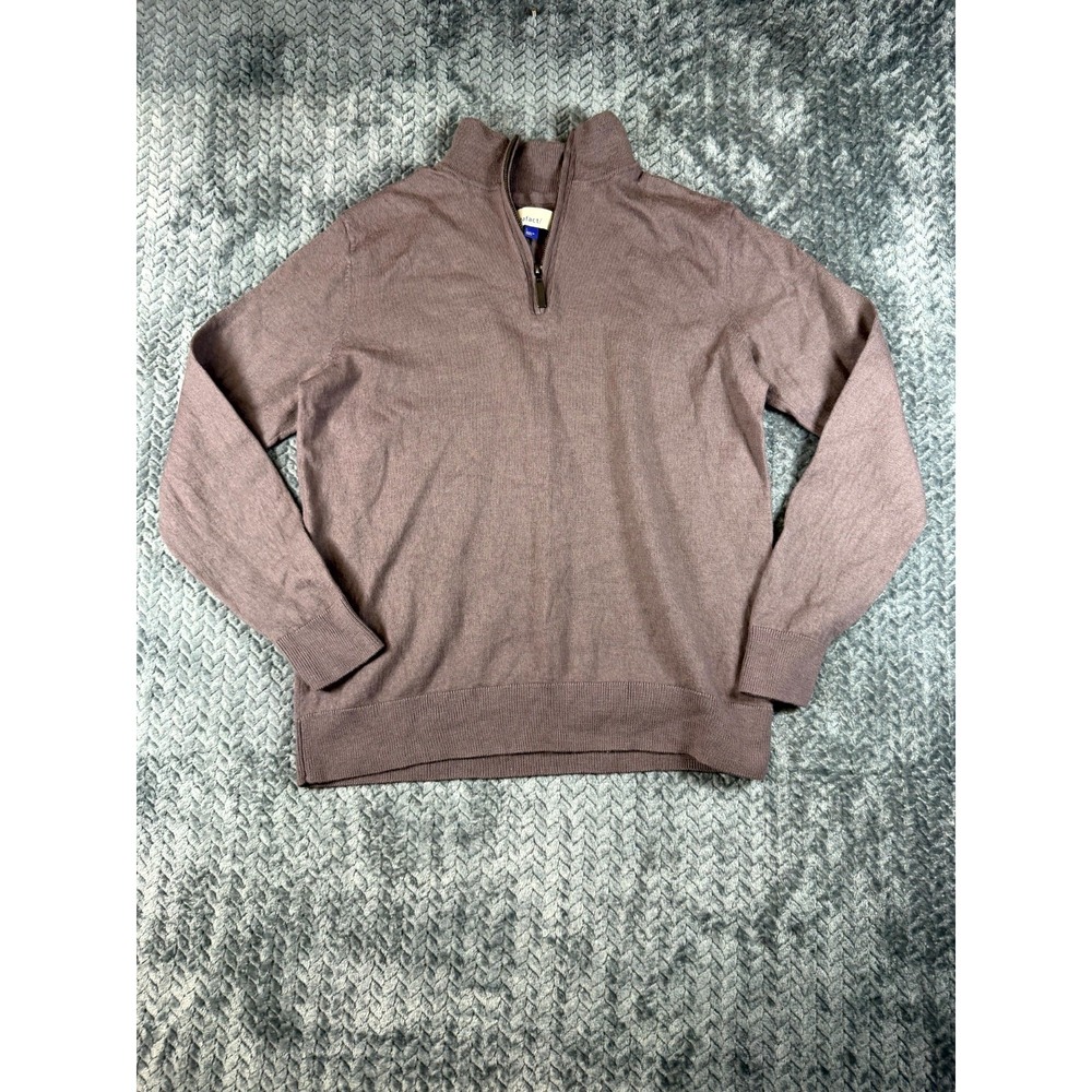 Artefact Sweater Mens Large Brown Wool Tight Knit Quarter Zip Winter Warm‎ Wear